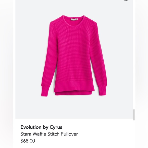 Cyrus Sweaters - Evolution by Cyrus Fushia Waffle Knit PullOver Size Small